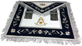 Past Master Blue Lodge Apron - Gold & Silver Bullion Hand Embroidery - Bricks Masons