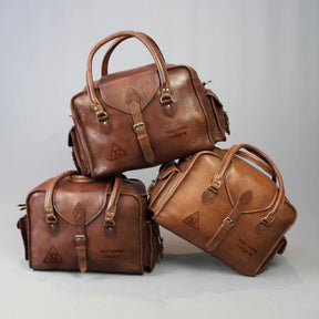 32nd Degree Scottish Rite Travel Bag - Vintage Brown Leather - Bricks Masons