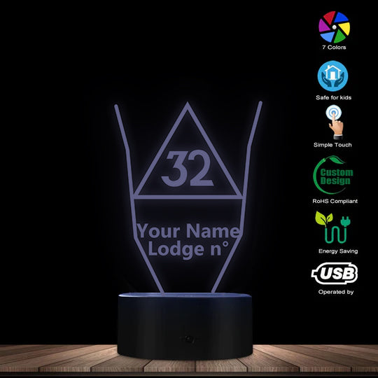 32nd Degree Scottish Rite LED Sign - Various Colors - Bricks Masons