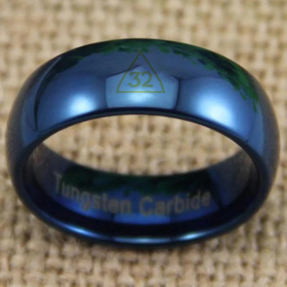32nd Degree Scottish Rite Ring - Blue Dome Tungsten - Bricks Masons