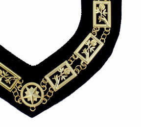 English Scottish Rite Chain Collar - Gold Plated on Blue Velvet - Bricks Masons