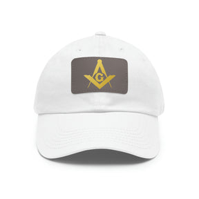 Master Mason Blue Lodge Baseball Cap - Gold with Leather Patch - Bricks Masons