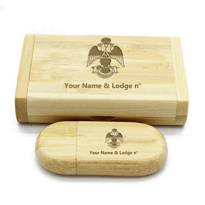 33rd Degree Scottish Rite USB Flash Drives - Wings Down Various Wood Colors - Bricks Masons