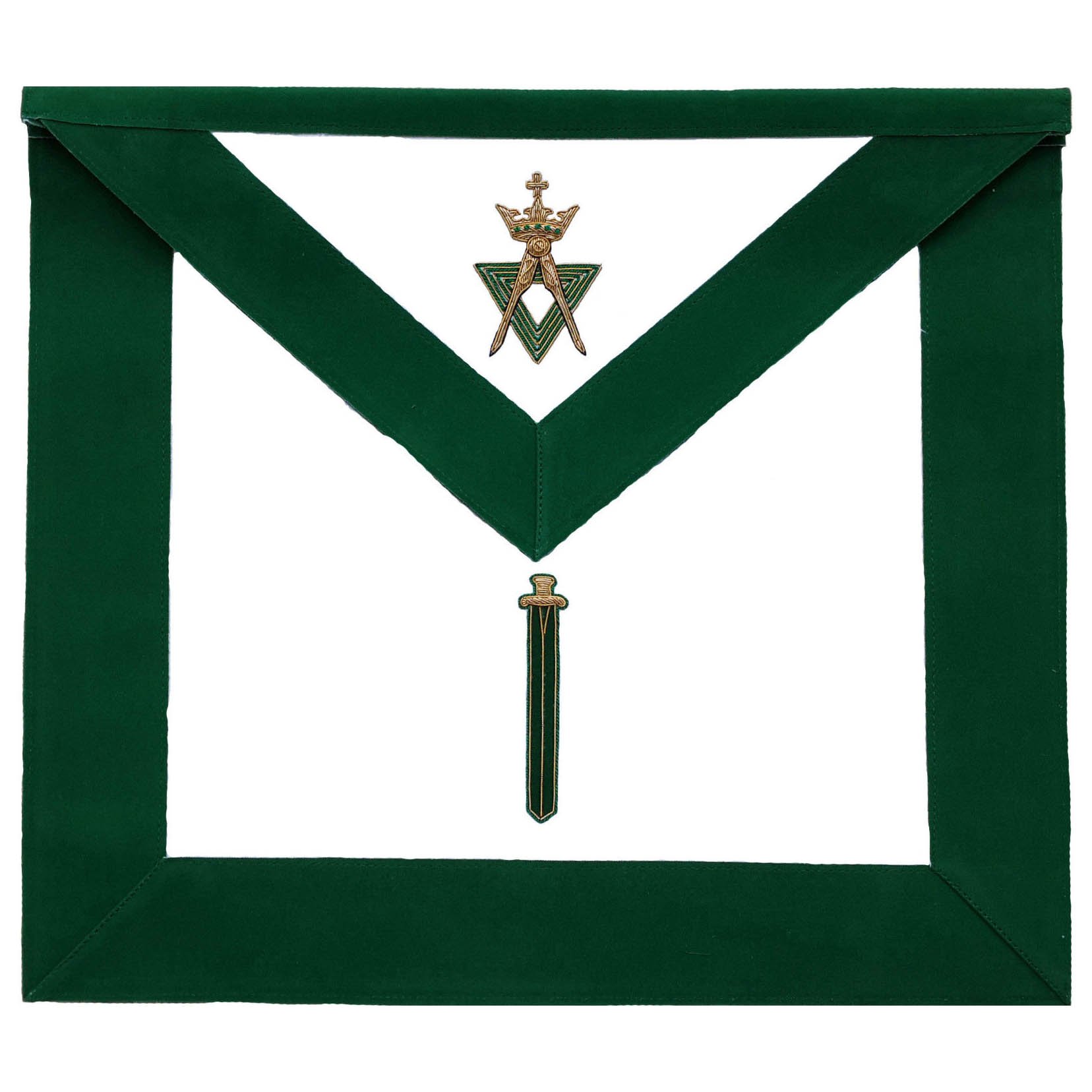 Sentinel Allied Masonic Degrees Apron - Green Velvet - Bricks Masons