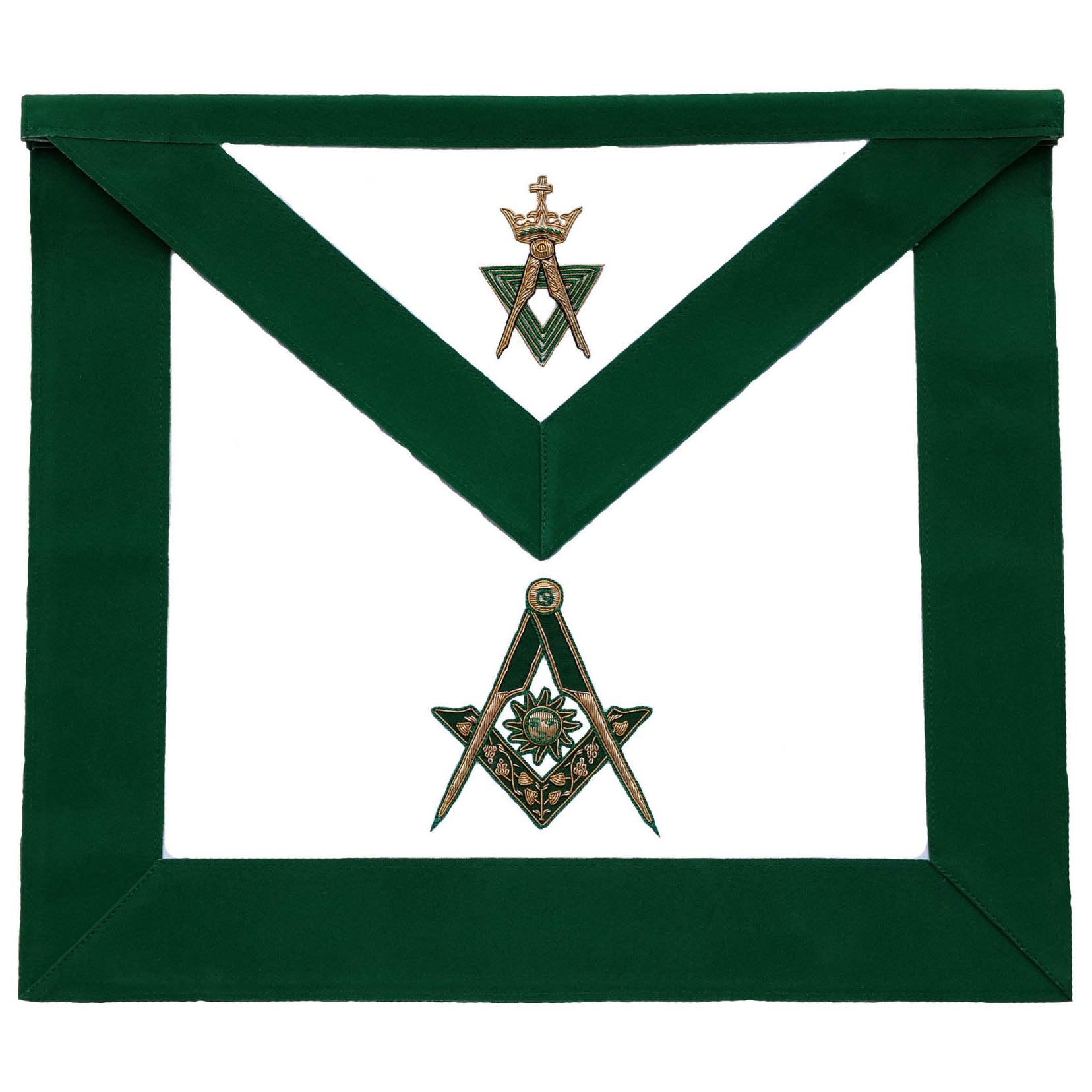 Senior Deacon Allied Masonic Degrees Apron - Green Velvet - Bricks Masons