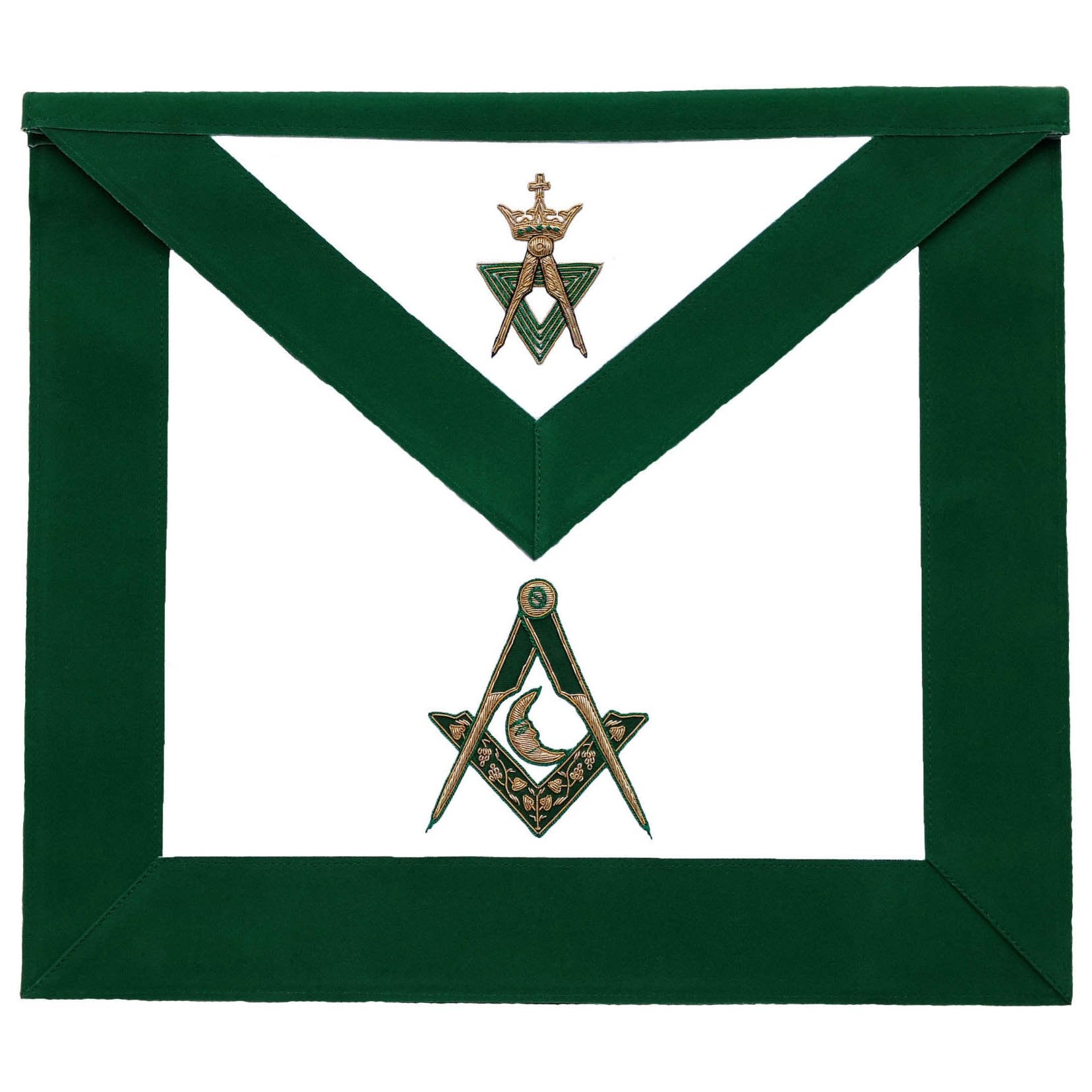 Junior Deacon Allied Masonic Degrees Apron - Green Velvet - Bricks Masons