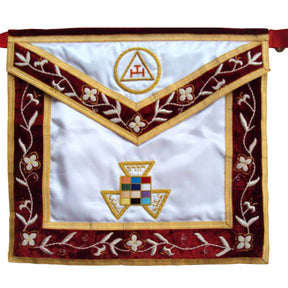 Past High Priest Royal Arch Chapter Apron - White Silk Satin & Red Velvet - Bricks Masons