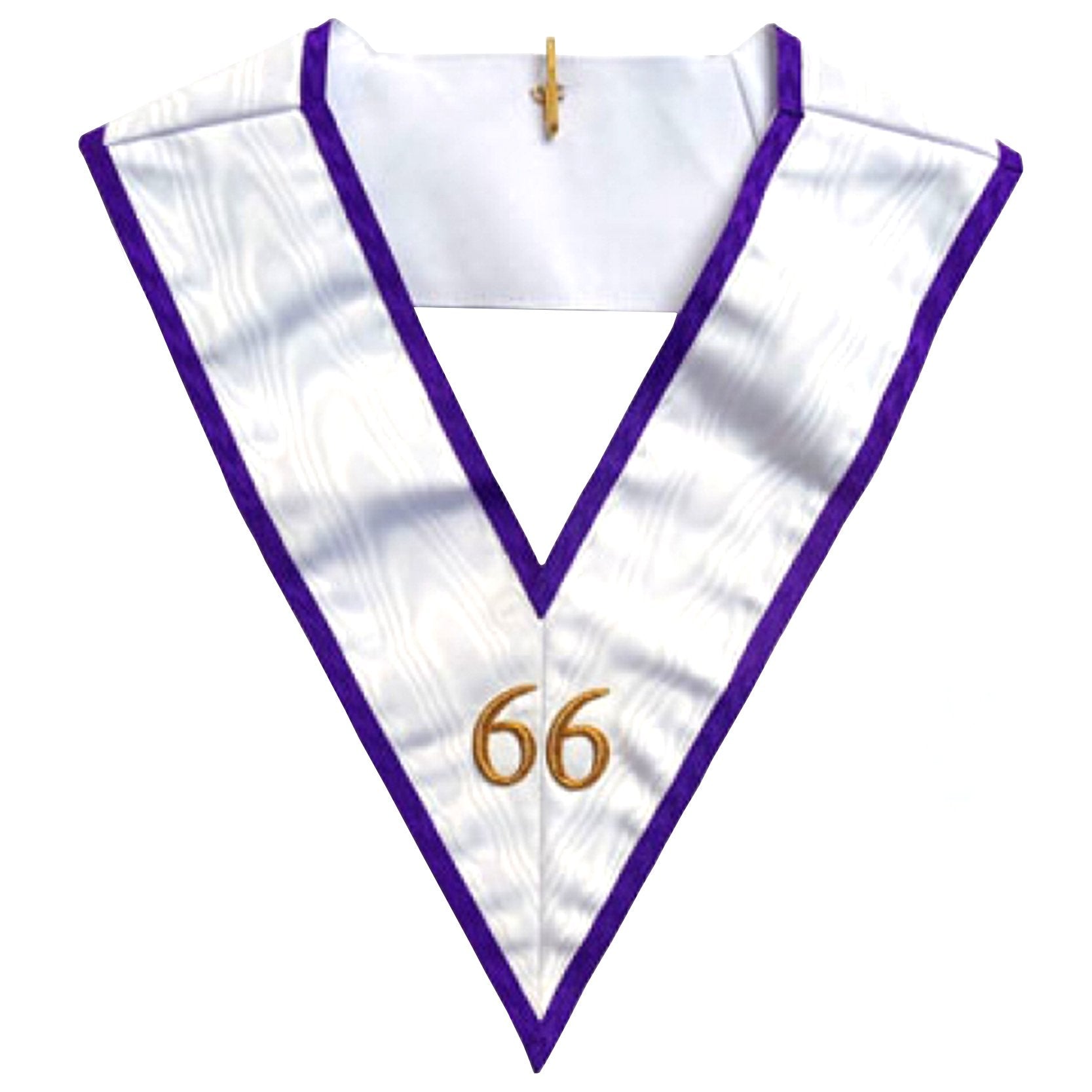 66th Degree Memphis Misraim French Regulation Collar - White Moire Ribbon - Bricks Masons