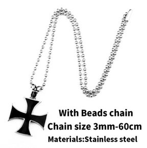 Knights Templar Commandery Necklace - Stainless Steel Iron Cross - Bricks Masons