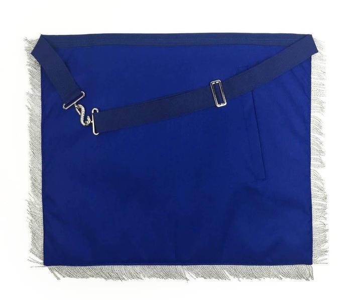 Past Master Blue Lodge Apron - Blue with Tabs & Silver Fringe - Bricks Masons