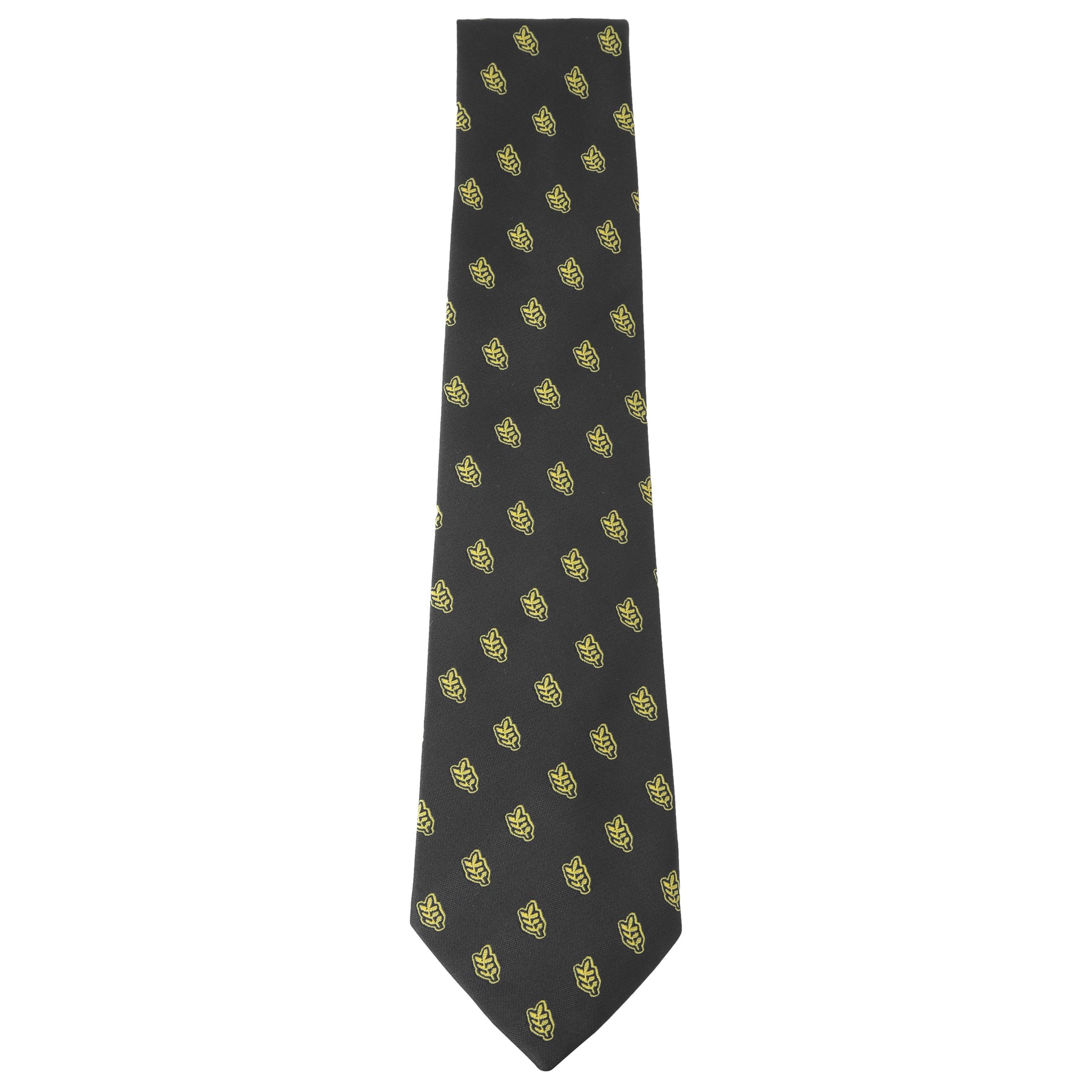 Masonic Necktie - Black With Gold Acacia Leaf - Bricks Masons
