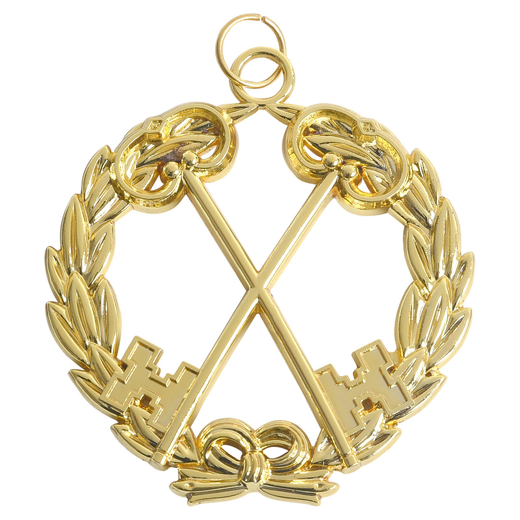 Grand Treasurer Blue Lodge Officer Collar Jewel - Gold Metal - Bricks Masons