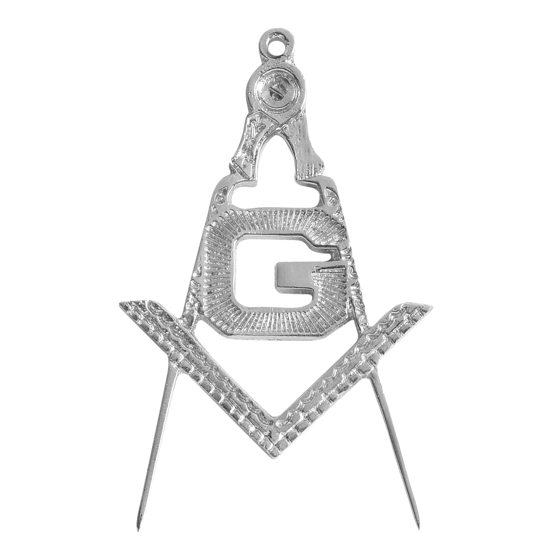 Master Mason Blue Lodge Collar Jewel - Silver Plated Square & Compass with G - Bricks Masons