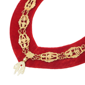 Royal & Select Masters English Regulation Chain Collar - Gold With Red Lining - Bricks Masons