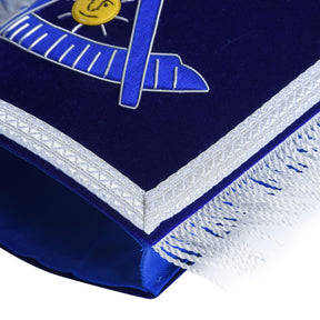 Past Master Blue Lodge California Regulation Cuff - Blue Hand Embroidery With Fringe - Bricks Masons