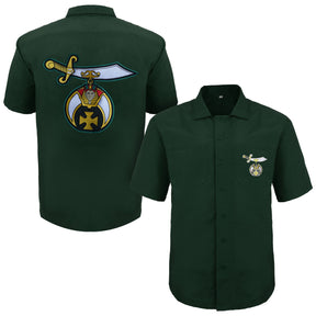 Shriners T-Shirt - Green Hand Embroidery - Bricks Masons