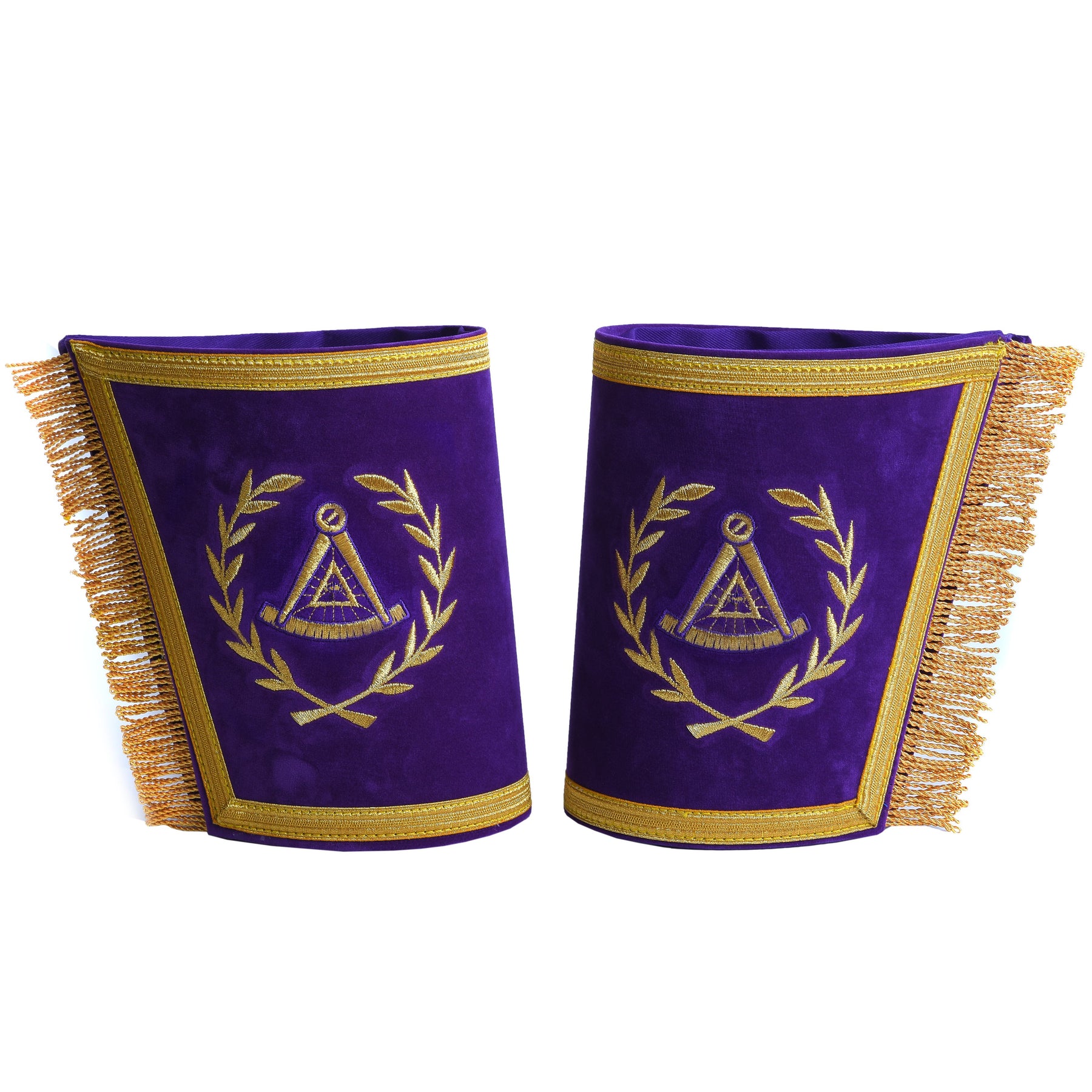 Grand Master Blue Lodge Cuff - Purple Hand Embroidery With Fringe - Bricks Masons