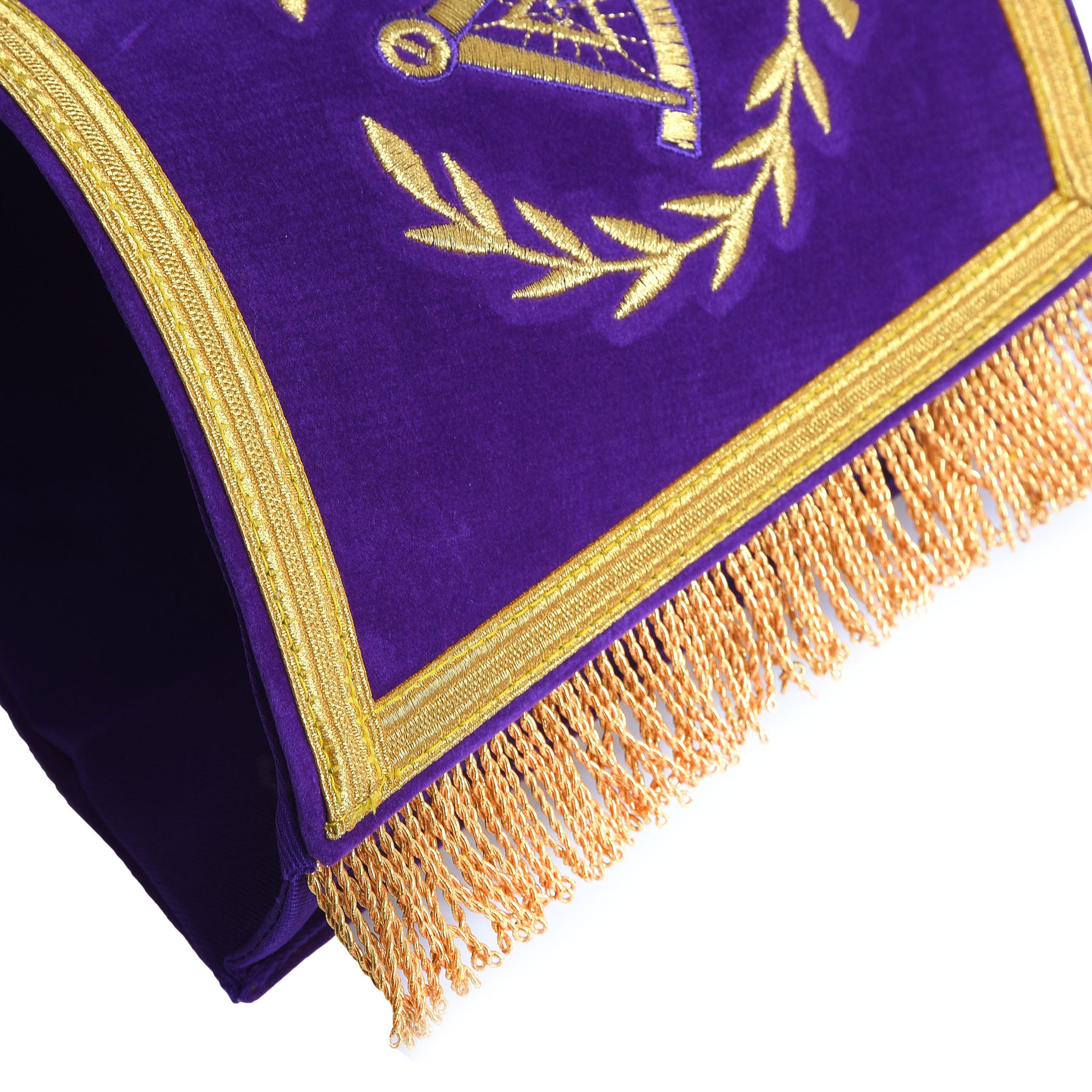 Grand Master Blue Lodge Cuff - Purple Hand Embroidery With Fringe - Bricks Masons