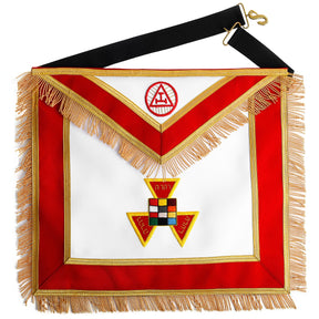 Past High Priest Royal Arch Chapter Apron - Red Hand Embroidery with Fringe - Bricks Masons