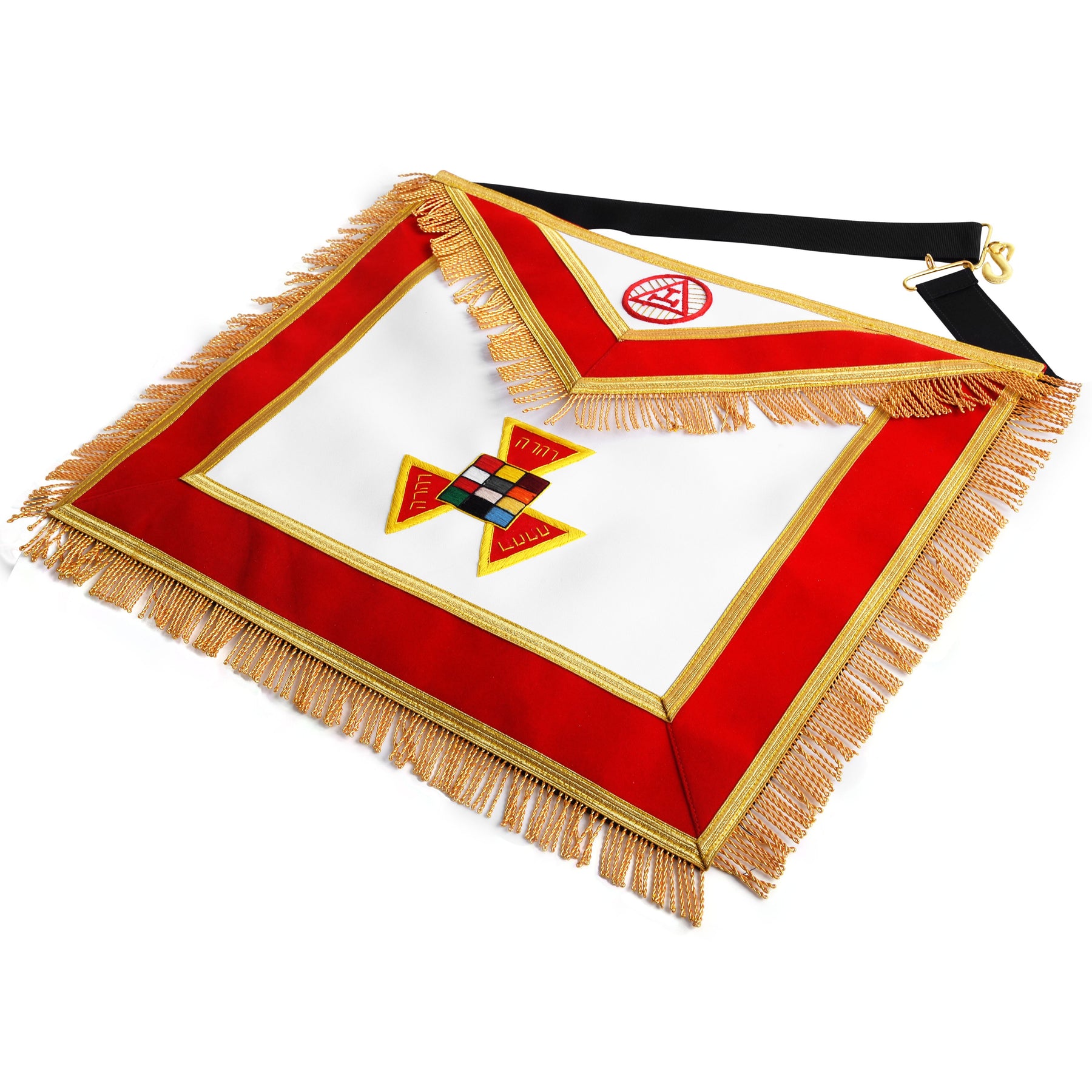 Past High Priest Royal Arch Chapter Apron - Red Hand Embroidery with Fringe - Bricks Masons