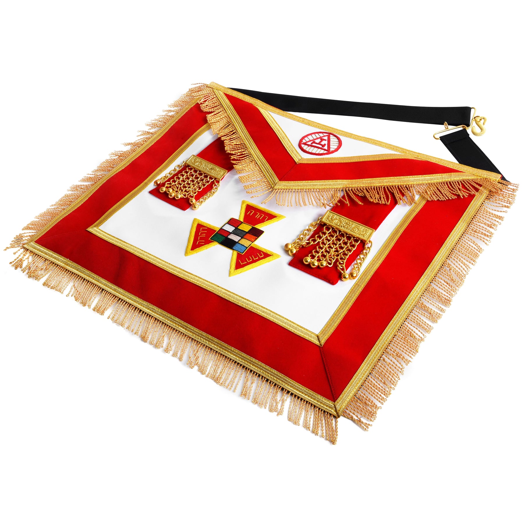 Past High Priest Royal Arch Chapter Apron - Red Velvet with Side Tabs - Bricks Masons