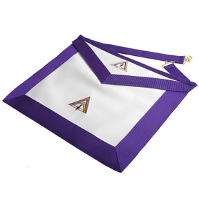 Royal & Select Masters English Regulation Apron - White & Purple Various Materials - Bricks Masons