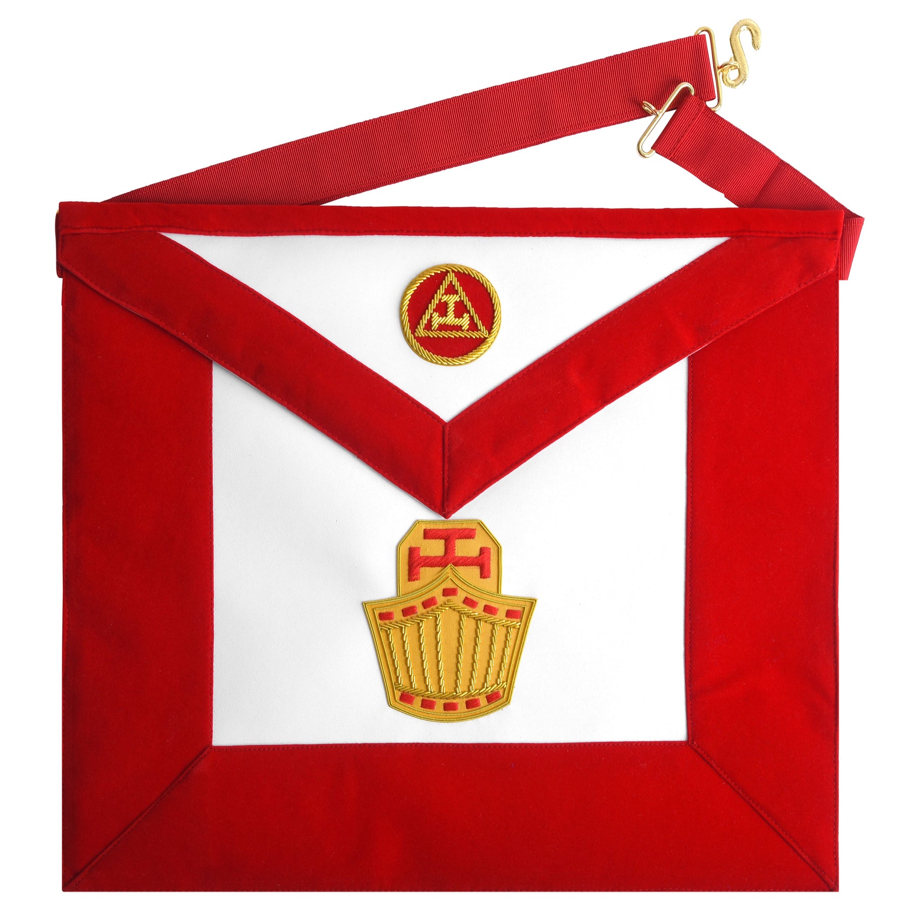 High Priest Royal Arch Chapter Apron - Red Velvet & Gold Embroidery - Bricks Masons