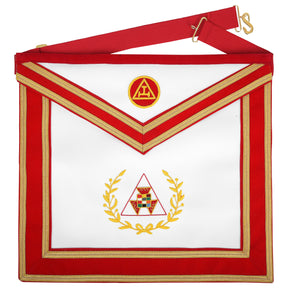 Past Grand High Priest Royal Arch Chapter Apron - Red Velvet With Gold Wreath - Bricks Masons