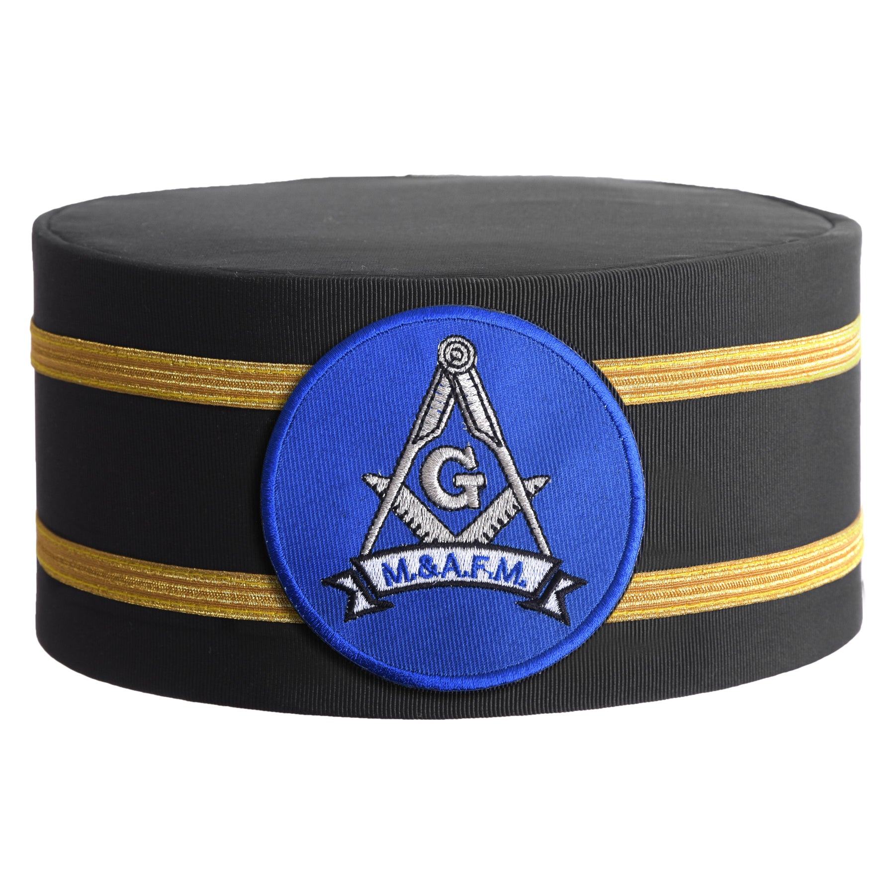 Master Mason Blue Lodge Crown Cap - Blue Patch With Double Braid - Bricks Masons