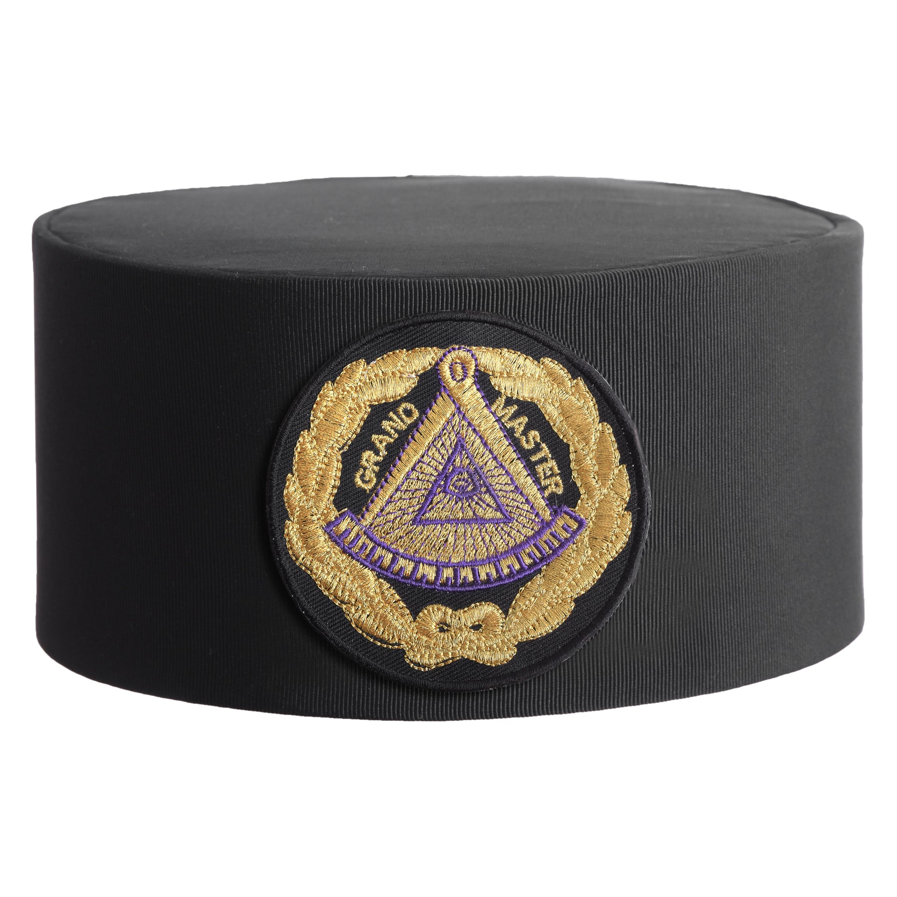 Grand Master Blue Lodge Crown Cap - Black With Gold Emblem & Wreath - Bricks Masons