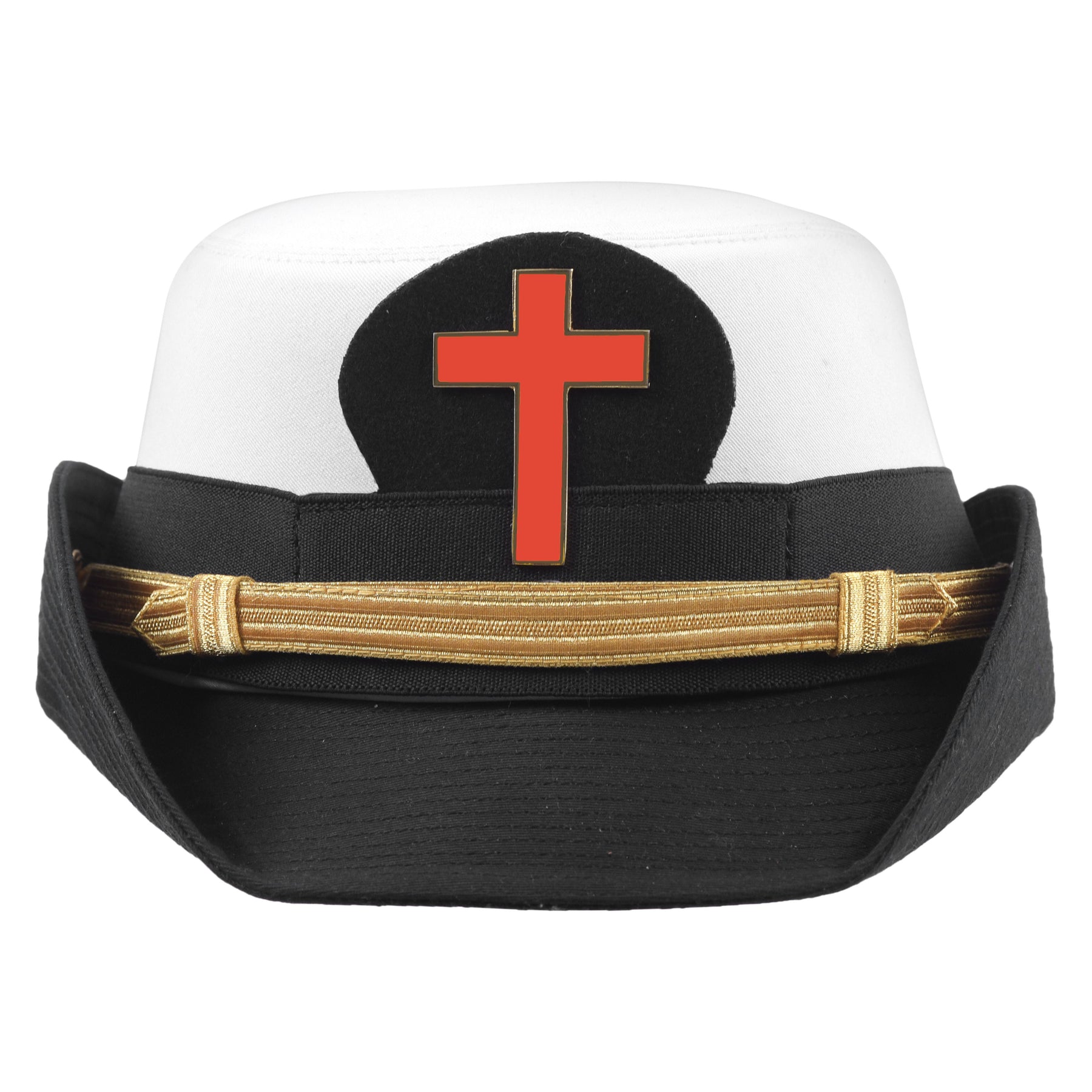 Knights Templar Commandery Fatigue Cap - Red Cross With Gold Strap - Bricks Masons