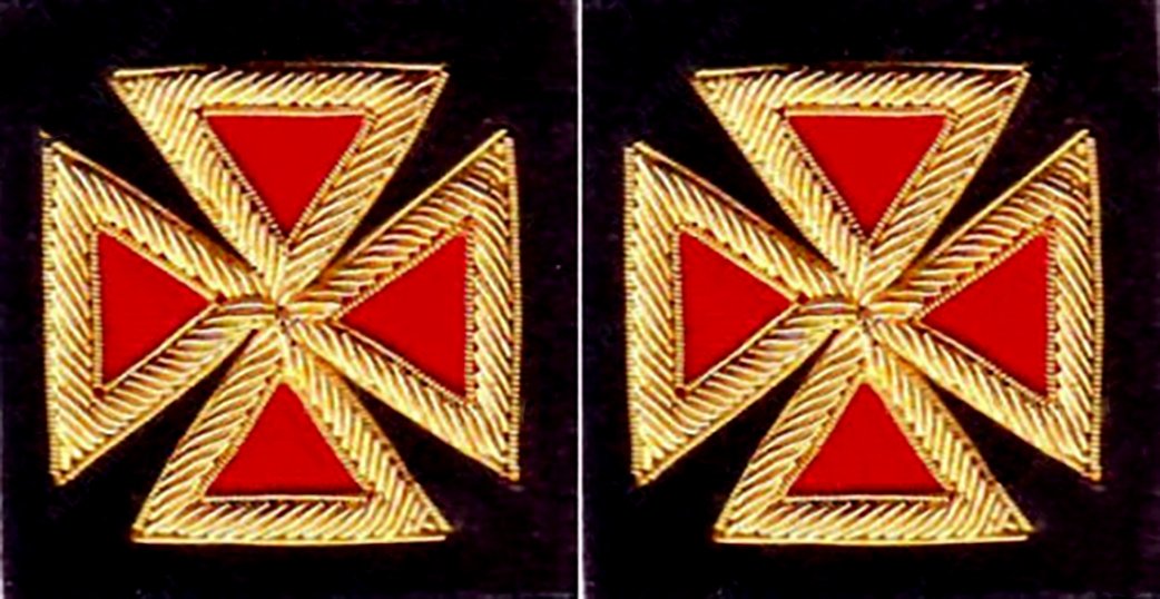 Knights Templar Sleeve Crosses - Bullion Embroidery - Bricks Masons
