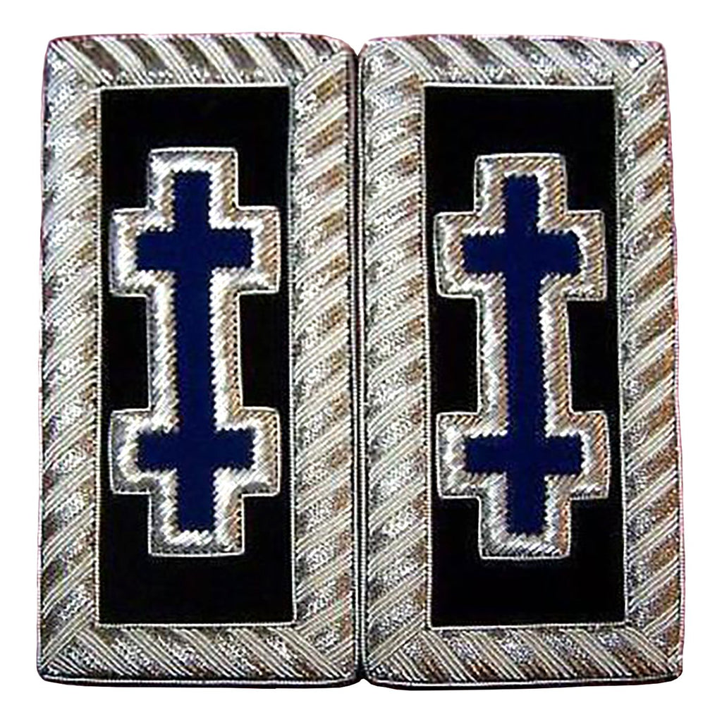 Grand Encampment Knights Templar Commandery Frock Coat Shoulder Board - Blue Bullion Embroidery - Bricks Masons