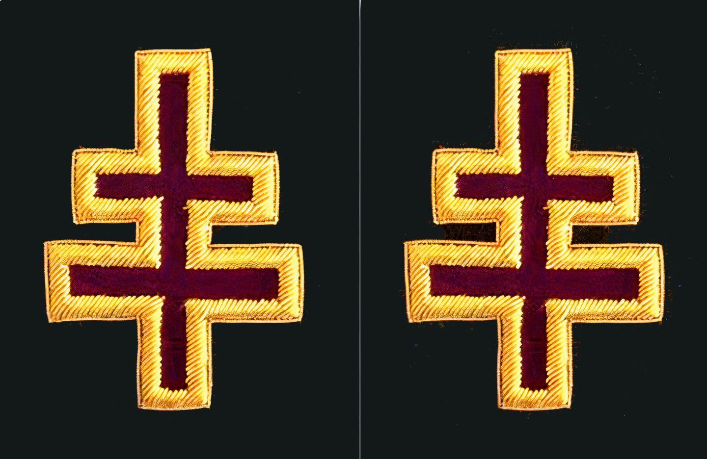Officer of Encampment Knights Templar Commandery Frock Coat Sleeve Patch - Bullion Embroidery - Bricks Masons