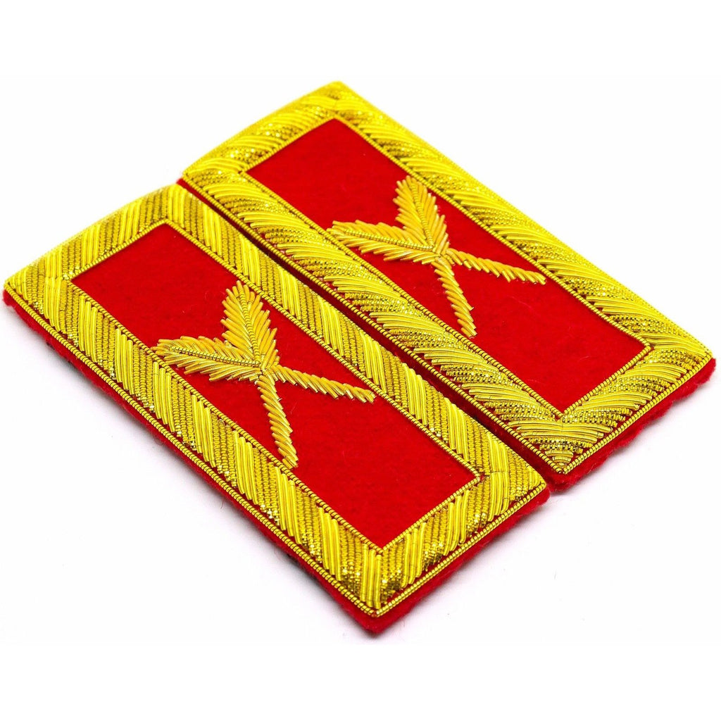 Grand Secretary Knights Templar Commandery Frock Coat Shoulder Board - Bullion Embroidery - Bricks Masons