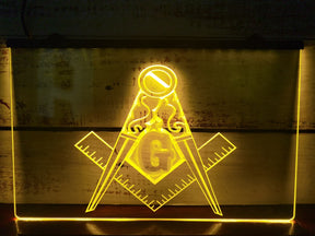Master Mason Blue Lodge LED Sign - Square and Compass G Led Light Signs (Various Colors) - Bricks Masons