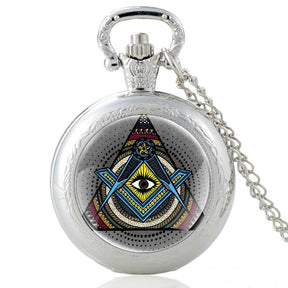 Master Mason Blue Lodge Pocket Watch - Free and Accepted Masons Quartz - Bricks Masons