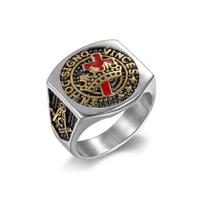 Knights Templar Commandery Ring - IN HOC SIGNO VINCES - Bricks Masons