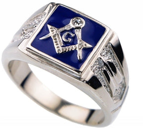 Master Mason Blue Lodge Ring - Square & Compass G Stainless Steel (Black/blue/red) - Bricks Masons
