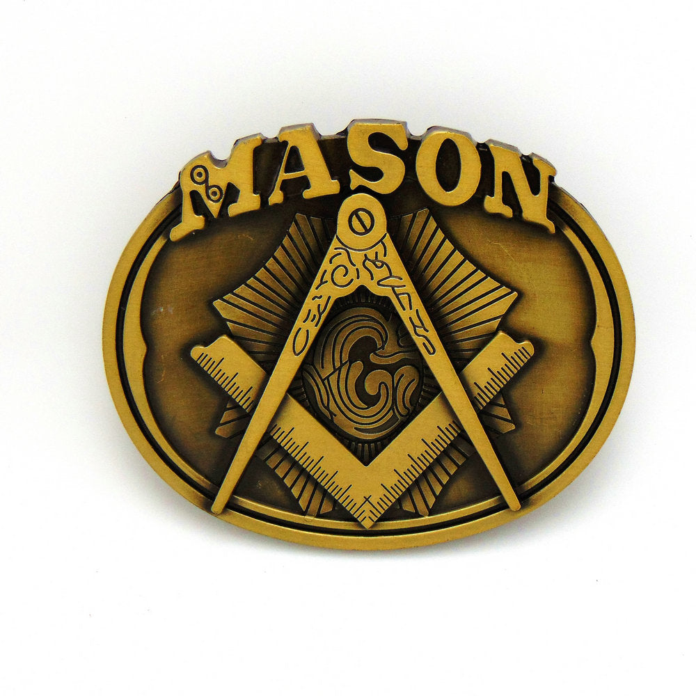 Master Mason Blue Lodge Belt Buckle - Square & Compass Multiple Colors - Bricks Masons
