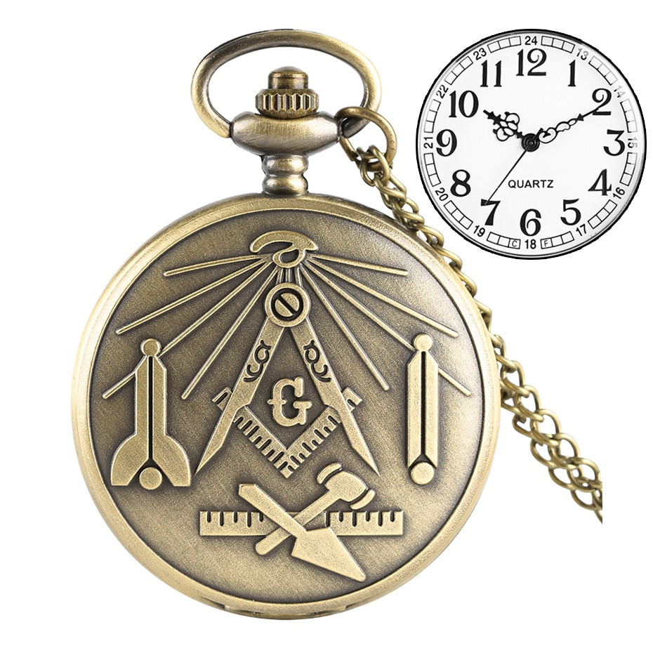 Master Mason Blue Lodge Pocket Watch - Square and Compass G - Bricks Masons