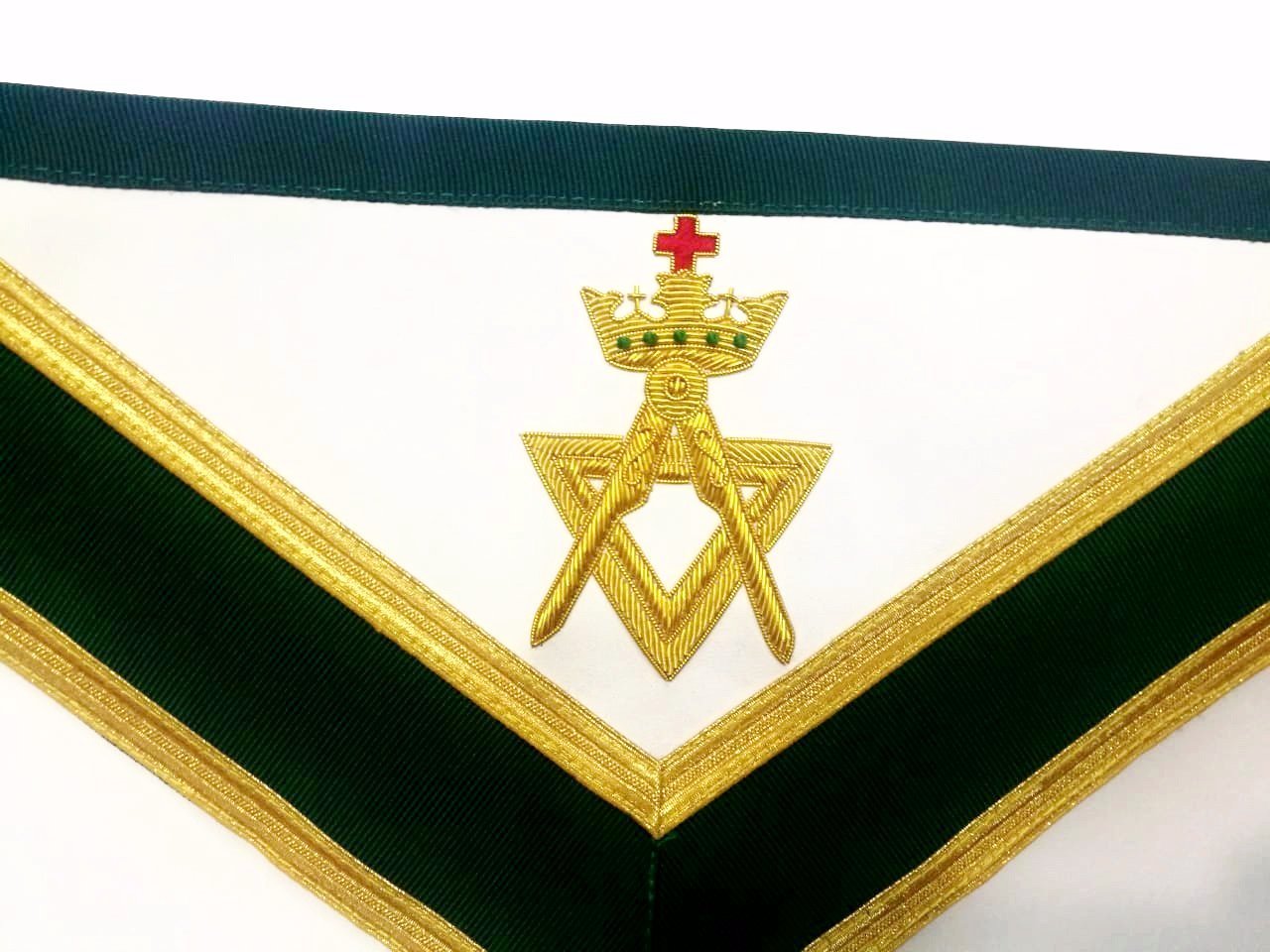 Past Sovereign Master Allied Masonic Degrees Apron - Green Velvet - Bricks Masons