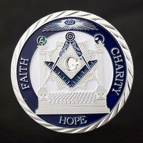 Faith Hope Charity Making Good Men Better Masonic Silver Coin - Bricks Masons