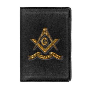 Master Mason Blue Lodge Wallet - Credit Card Holder (Black/Brown) - Bricks Masons