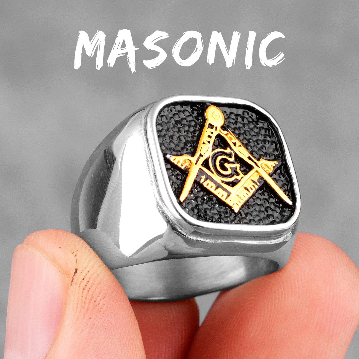 Master Mason Blue Lodge Ring - Classic Compass & Square - Bricks Masons