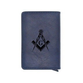 Master Mason Blue Lodge Wallet - Compass And Square G and Credit Card Holder (4 colors) - Bricks Masons