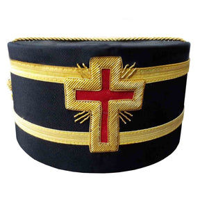 Past Commander Knights Templar Commandery Crown Cap - Black with Red Cross - Bricks Masons