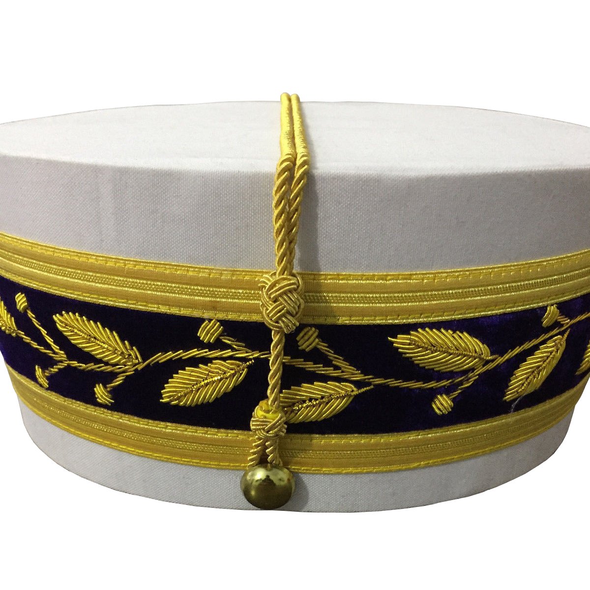 33rd Degree Scottish Rite Crown Cap - Wings Down White Hand Embroidered - Bricks Masons