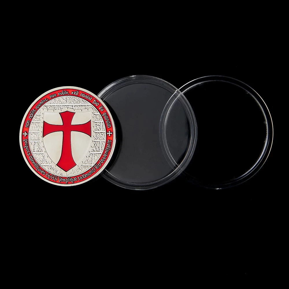 Knights Templar Commandery Coin - Red Silver Plated - Bricks Masons