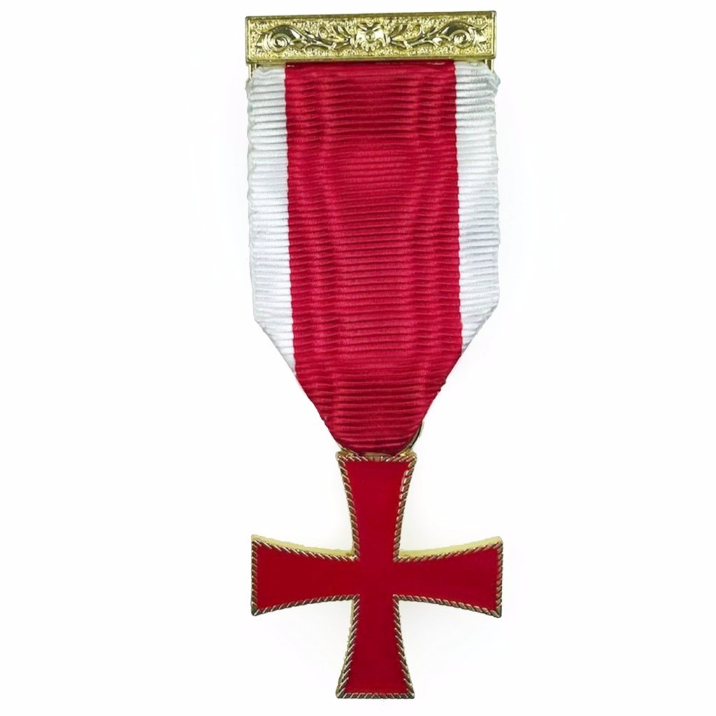 Knights Templar Commandery Breast Jewel - Red & White with Red Cross - Bricks Masons